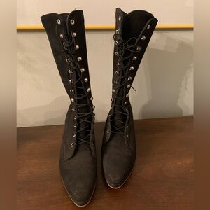 Code West Vintage Black Lace-Up Women's Boots